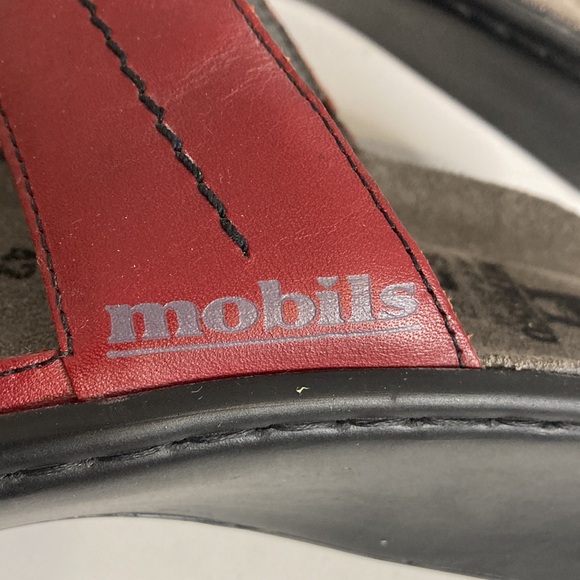 Mephisto Mobils Sandals Womens 42 12 Red Leather Two Strap Wedge Comfy Shoes - Picture 9 of 16